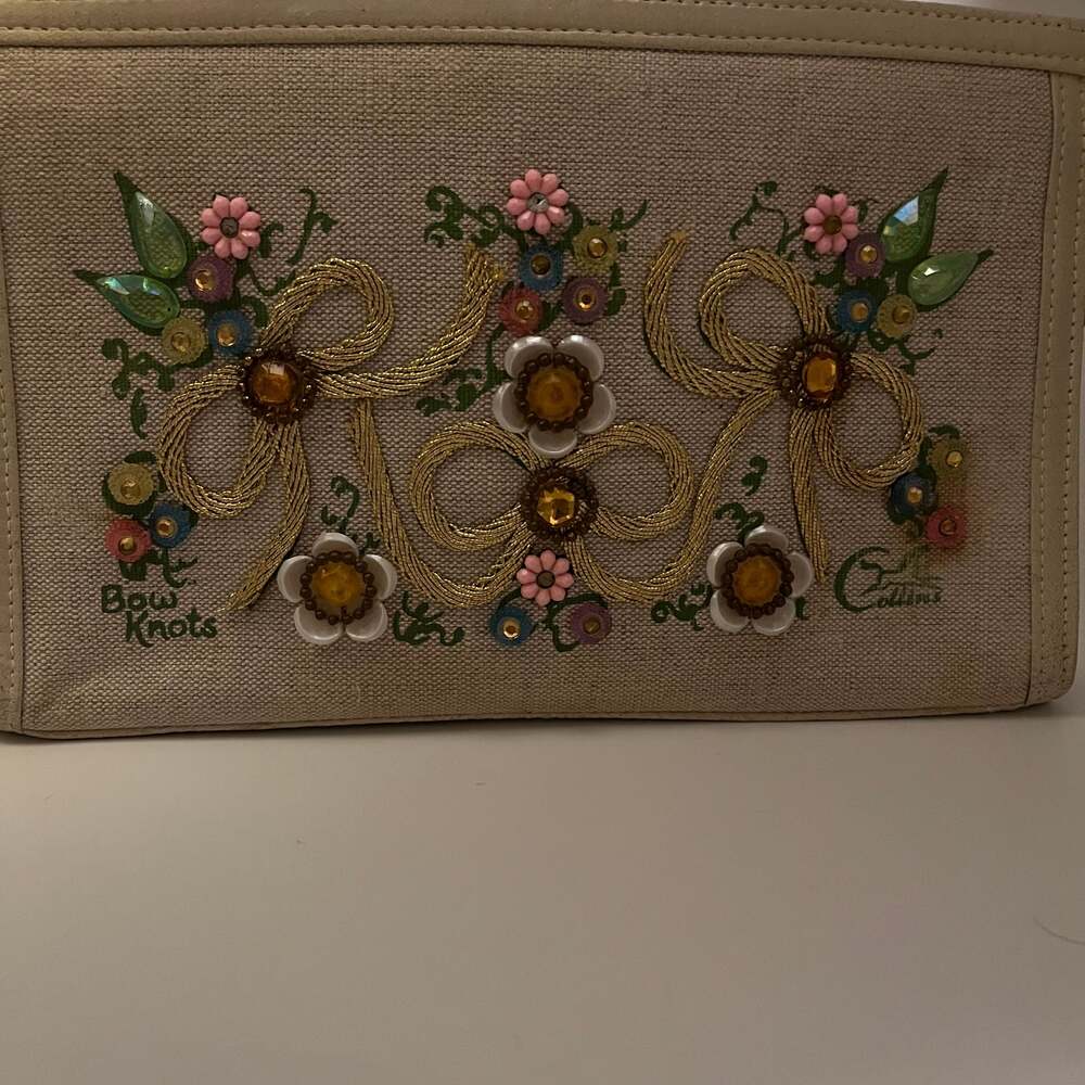 Vintage Enid Collins Time & The Sun Bejeweled Canvas Handbag